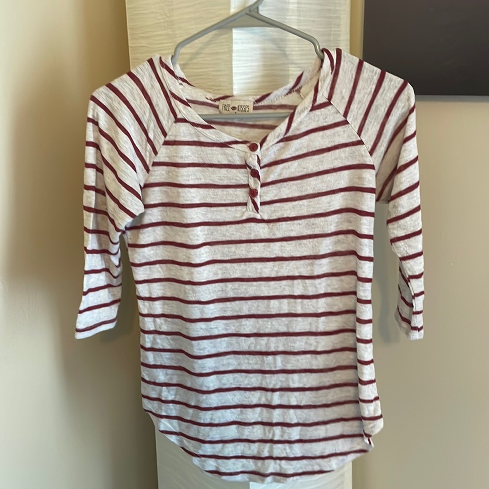 Free Kisses Red and White Long Sleeve Button Shirt